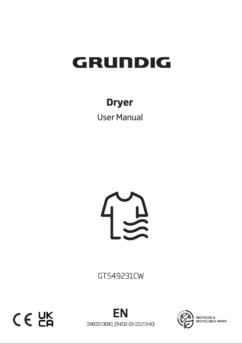 First page image of the manual for GT549231CW