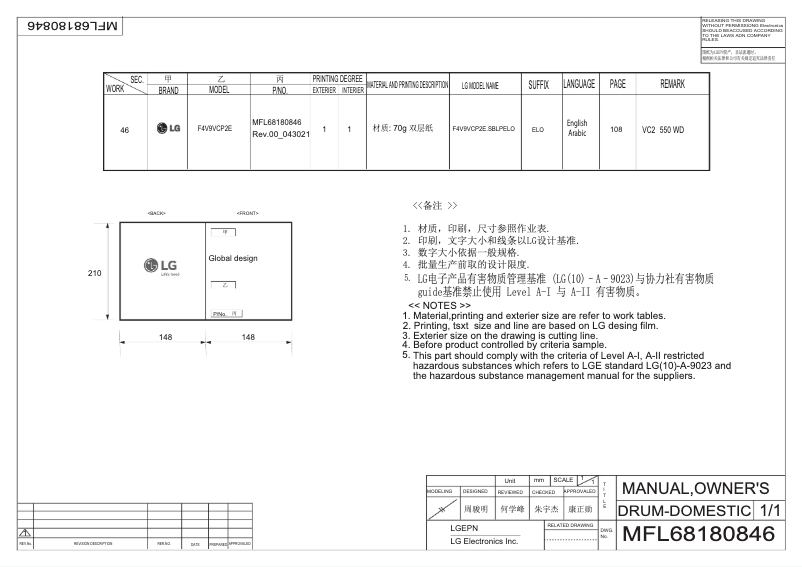 First page image of the manual for F4V9VCP2E