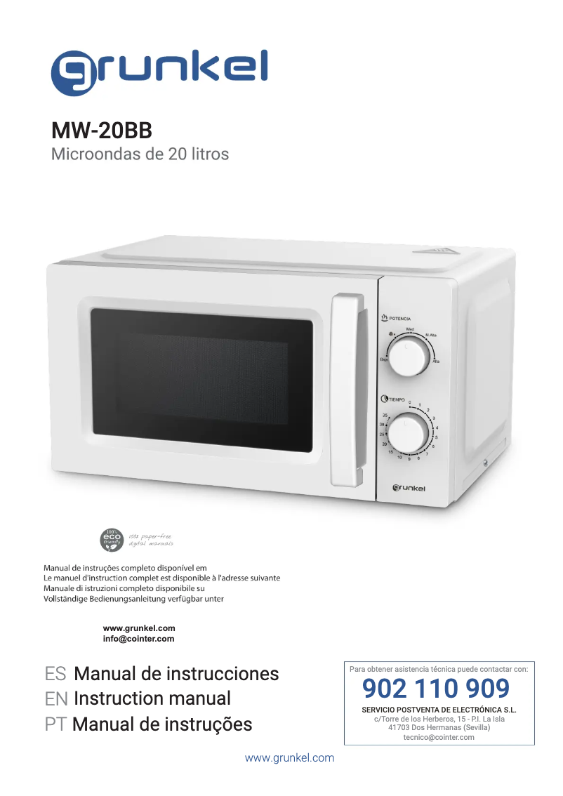 First page image of the manual for MW-20BB