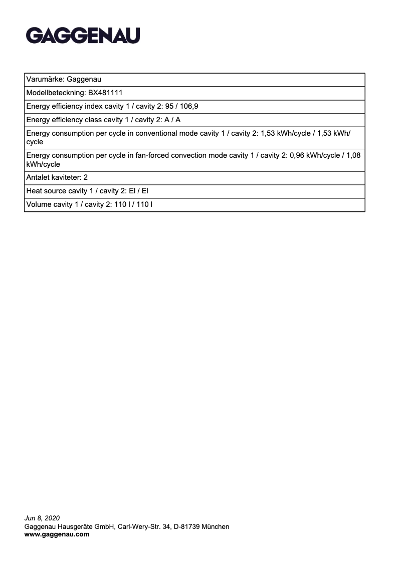 First page image of the manual for BX481111