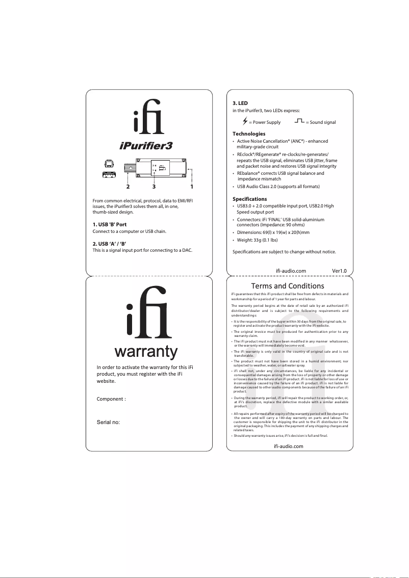 First page image of the manual for iPurifier 3