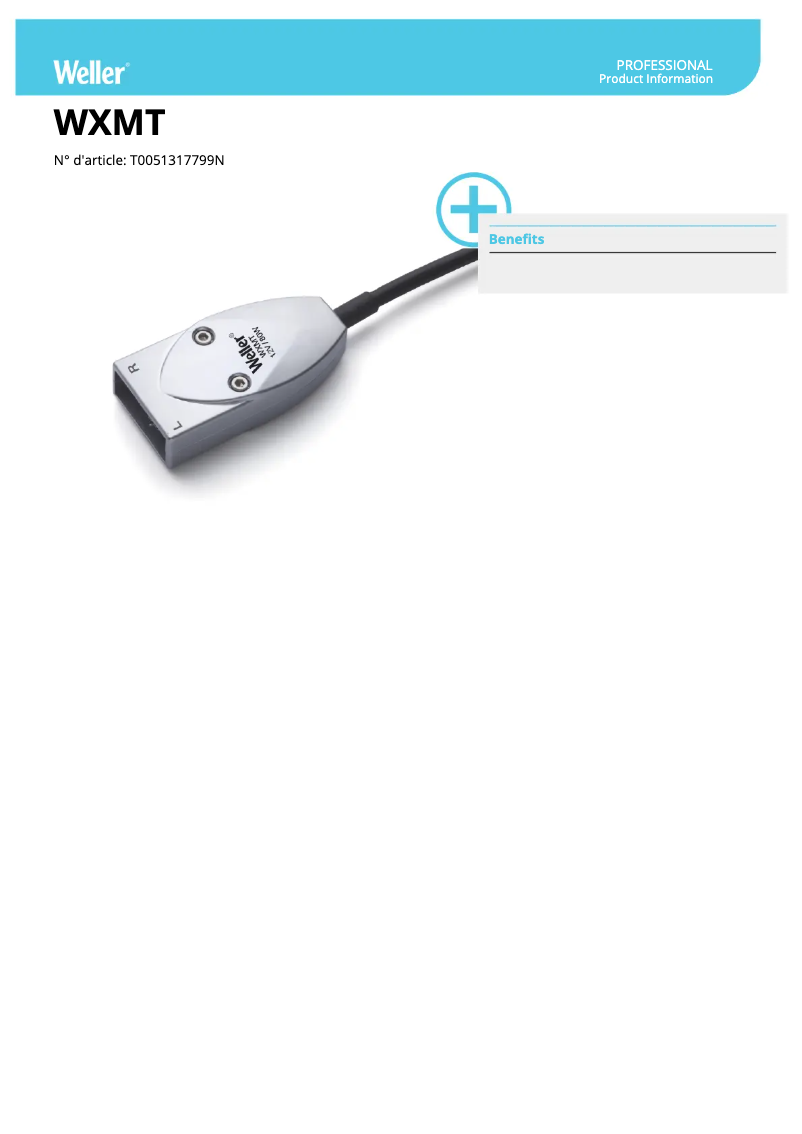 Page 1 of the manual Technical Sheet Weller WXMT