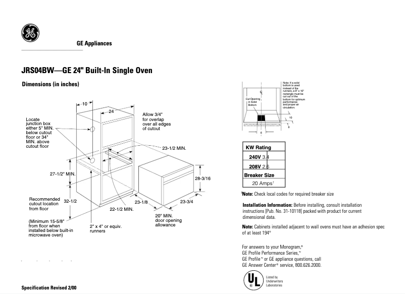 First page image of the manual for JRS04BWBB