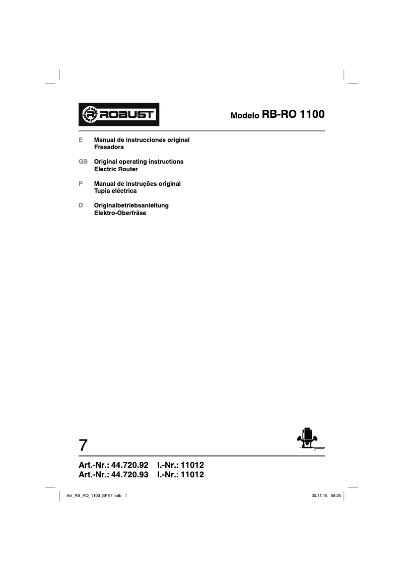 Page 1 of the manual User Manual Robust RB-RO 1100