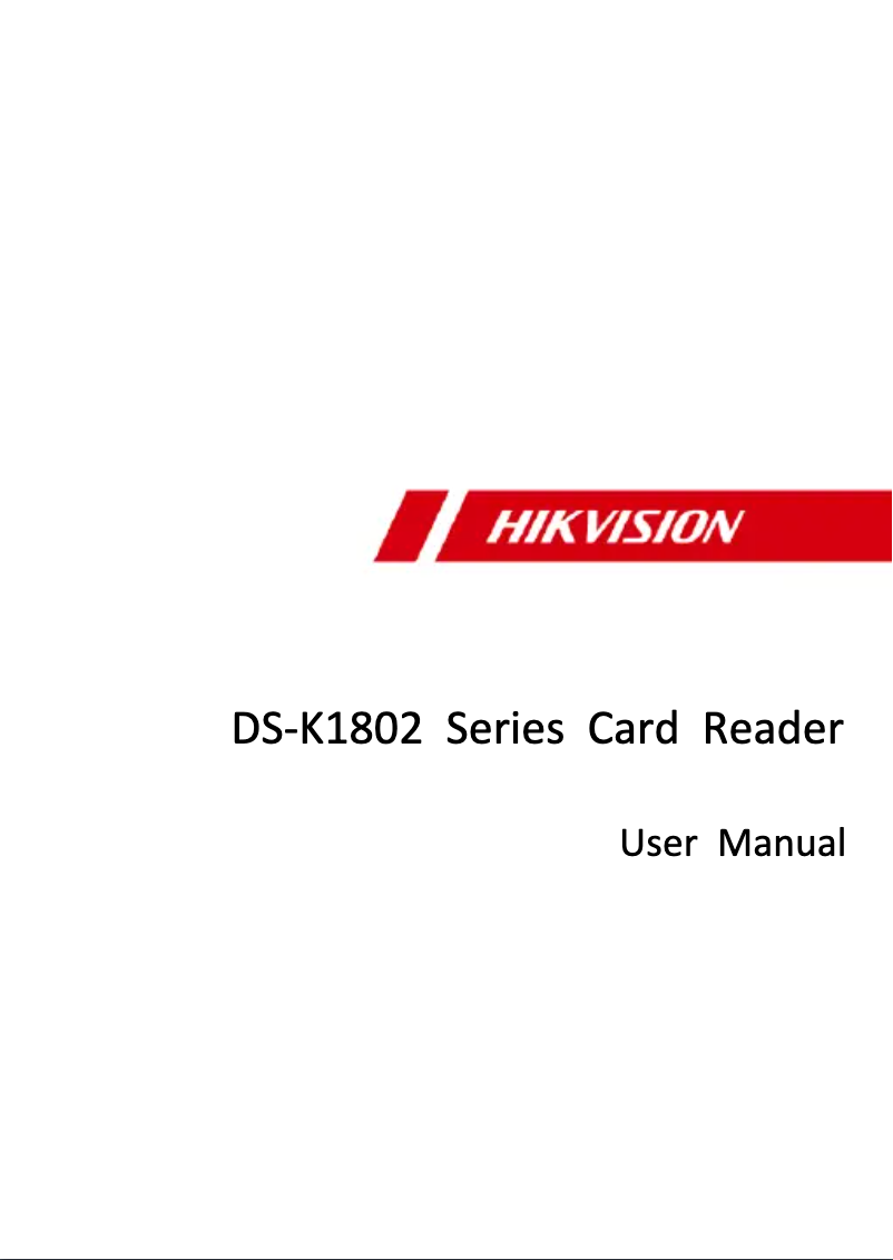 Page 1 of the manual User Manual Hikvision DS-K1802E