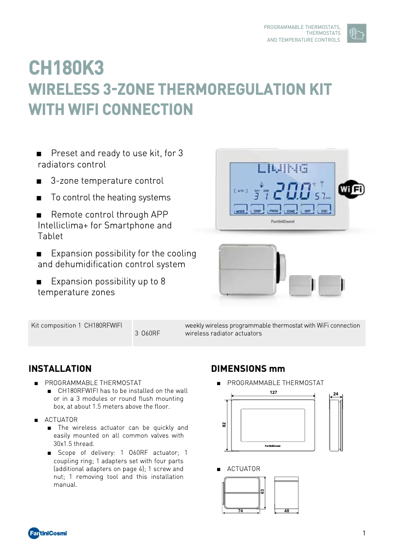 First page image of the manual for CH180K3