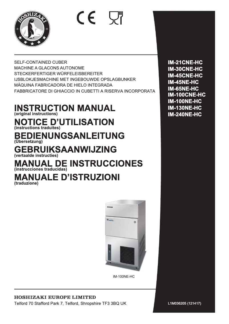 Page 1 of the manual User Manual Hoshizaki IM-65NE-HC