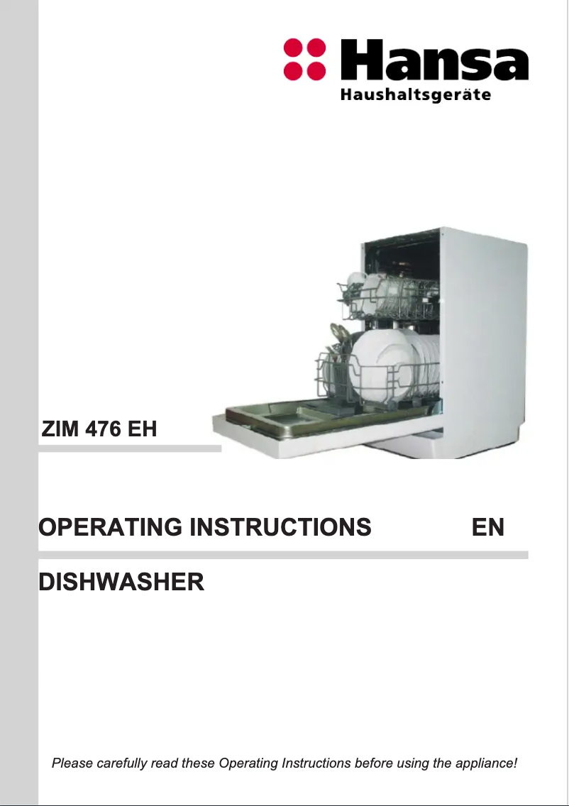 First page image of the manual for ZIM 476 EH