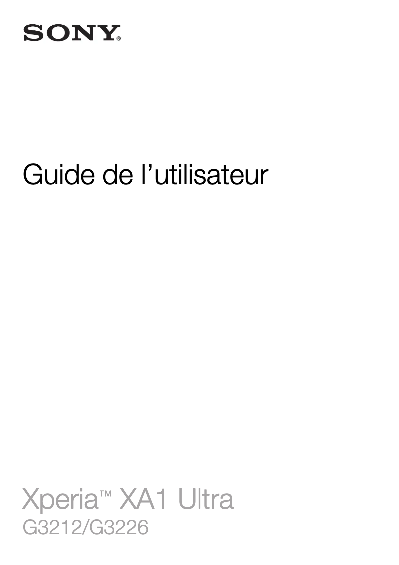 First page image of the manual for Xperia XA1 Ultra