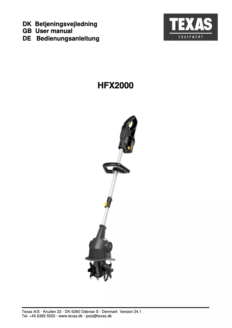 First page image of the manual for HFX2000