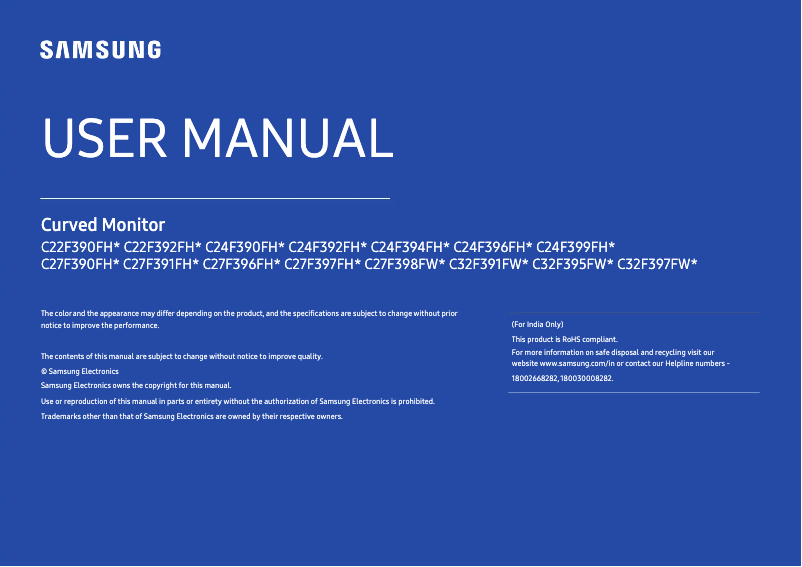 Page 1 of the manual User Manual Samsung C24F396FH