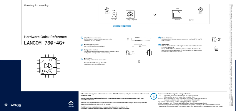 Image de la première page du manuel de l'appareil 730-4G+