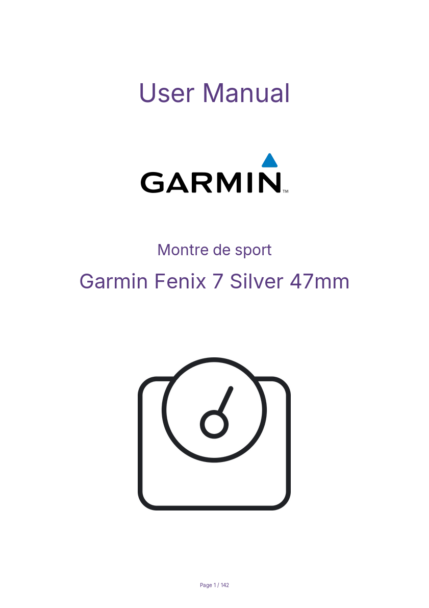 First page image of the manual for Fenix 7 Silver 47mm