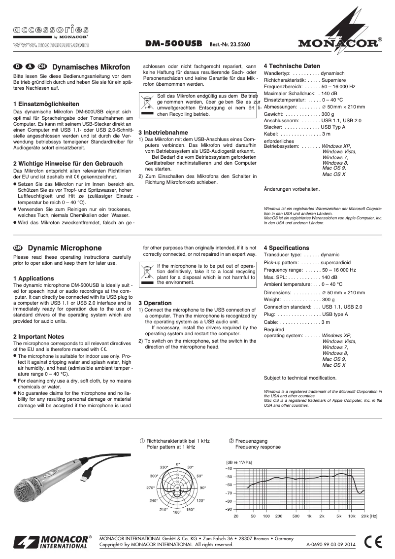 First page image of the manual for DM-500USB