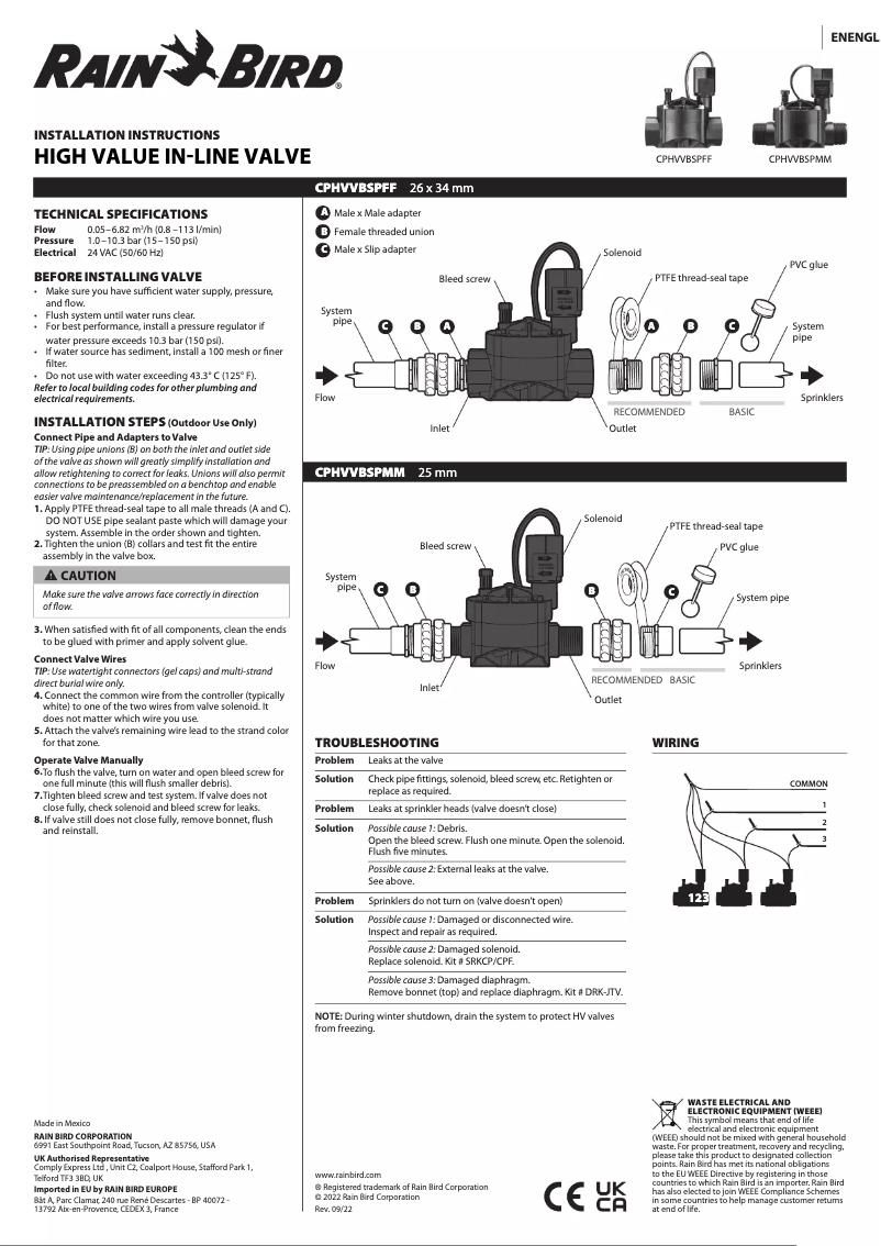 First page image of the manual for CPHVVBSPFF
