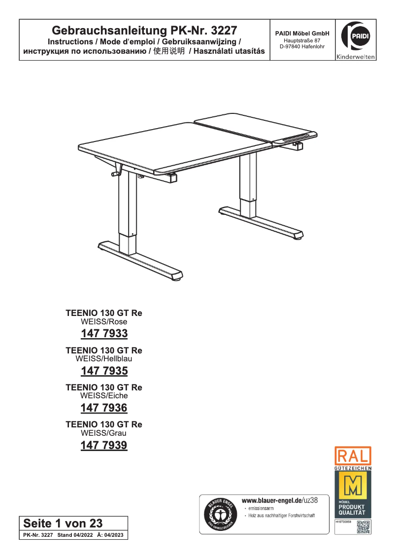 Page 1 of the manual User Manual Paidi Teenio GT