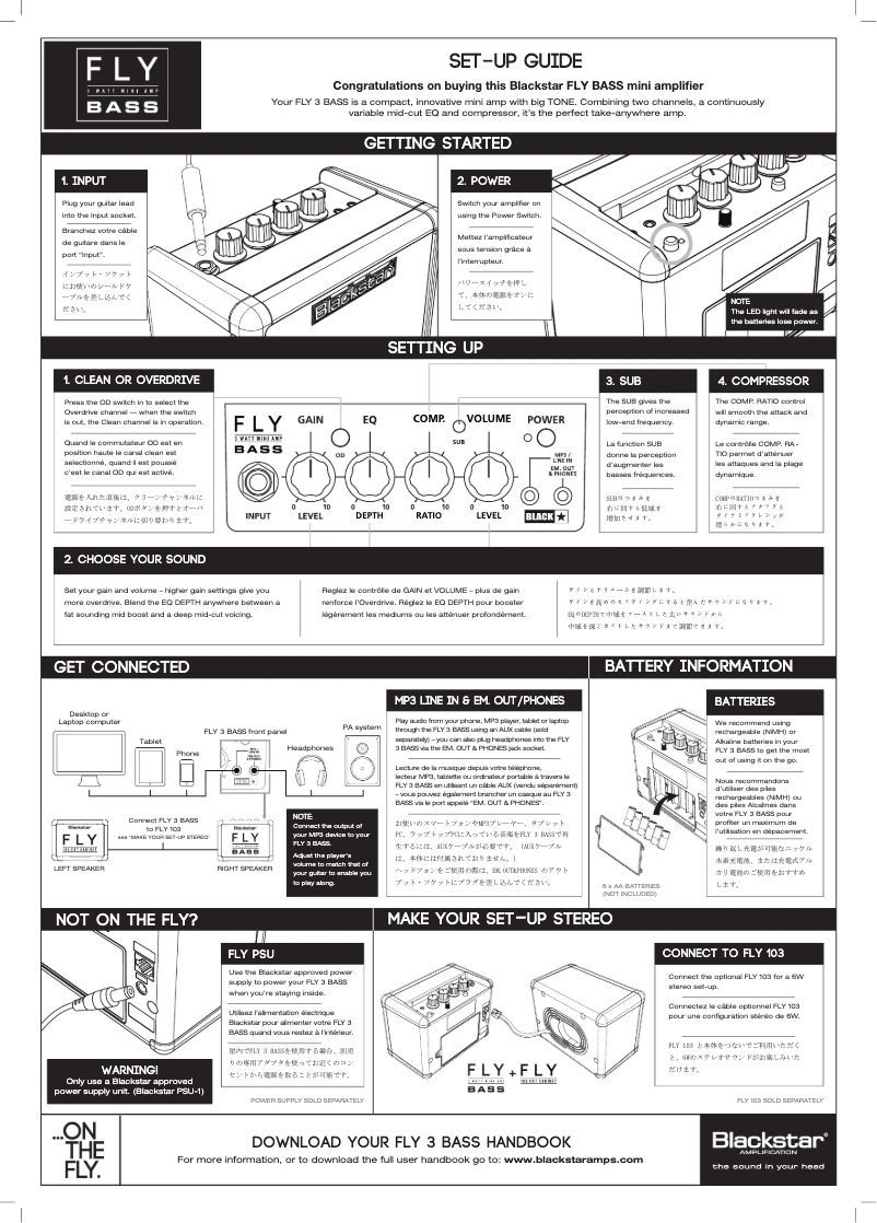 First page image of the manual for FLY 3 Bass