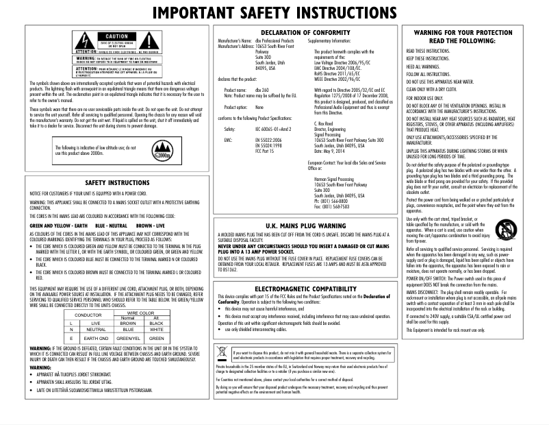 First page image of the manual for DriveRack 260