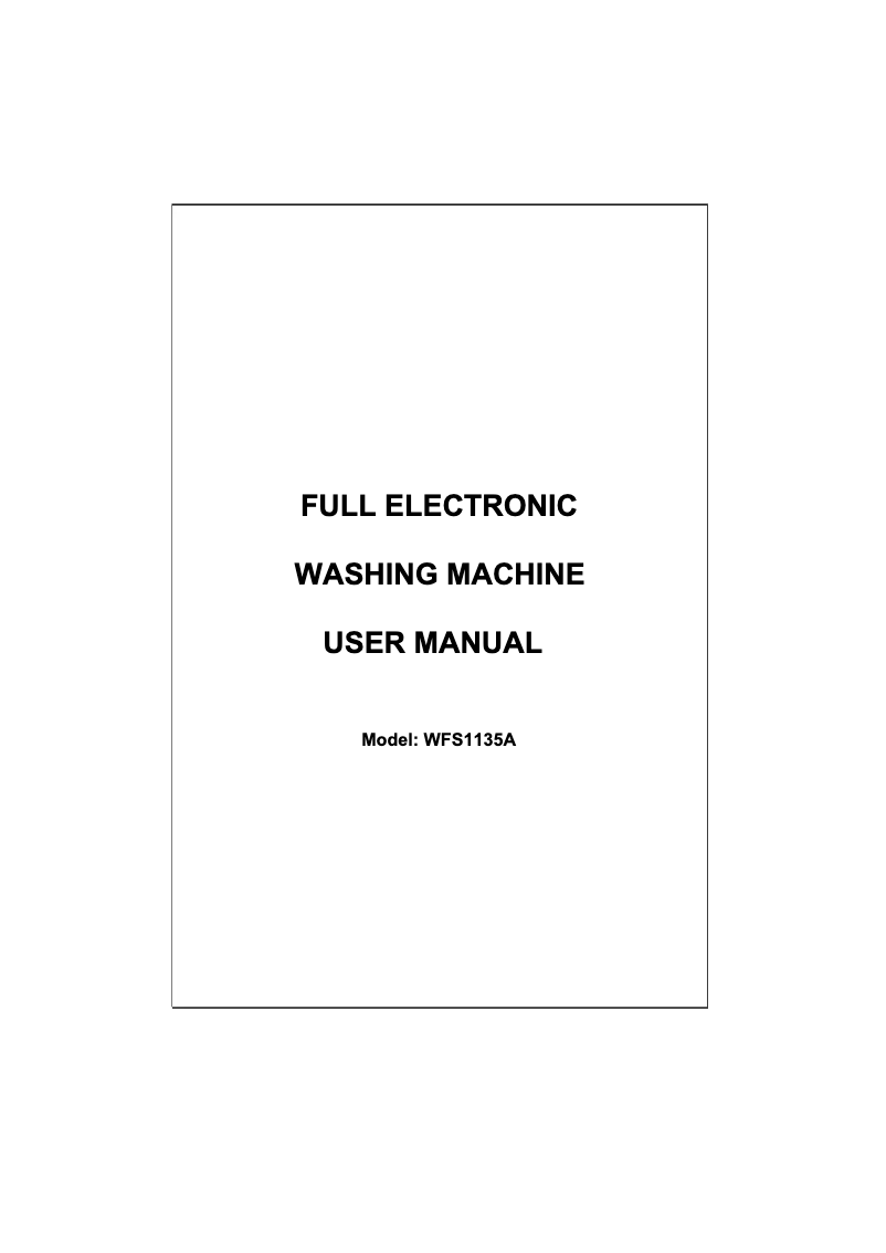 Page 1 of the manual User Manual Brandt WFS1135A
