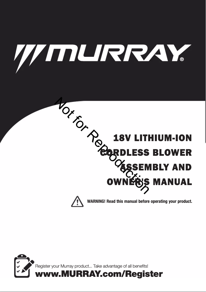 Page 1 de la notice Manuel utilisateur Murray IQ18LBK