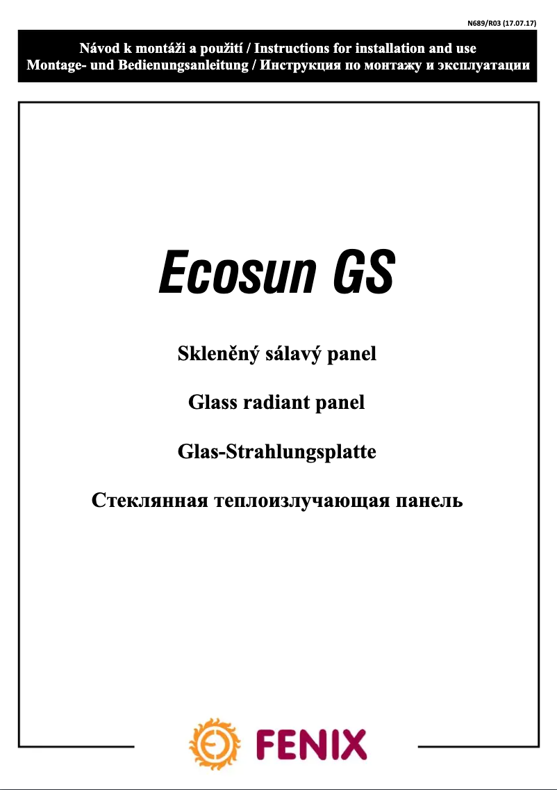 First page image of the manual for Ecosun GS 850