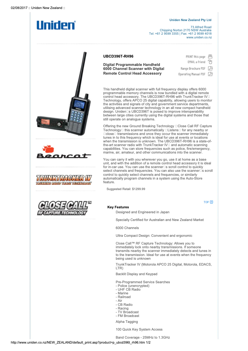 First page image of the manual for UBCD396T-RH96