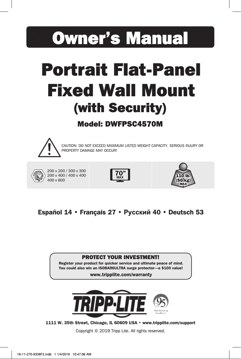 Page 1 of the manual User Manual Tripp Lite DWFPSC4570M