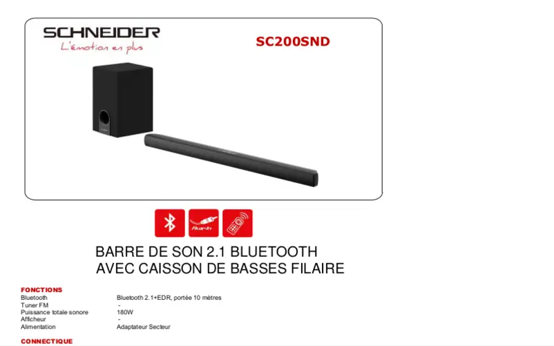 First page image of the manual for SC200SND