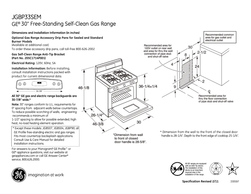 First page image of the manual for JGBP33SEMSS