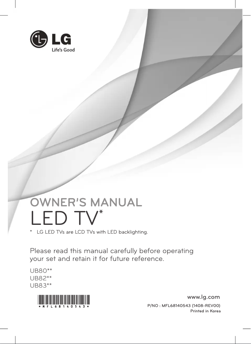 Page 1 of the manual User Manual LG 55UB829Y