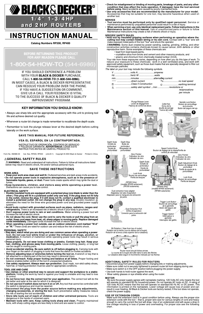 Page 1 of the manual User Manual Black & Decker RP200