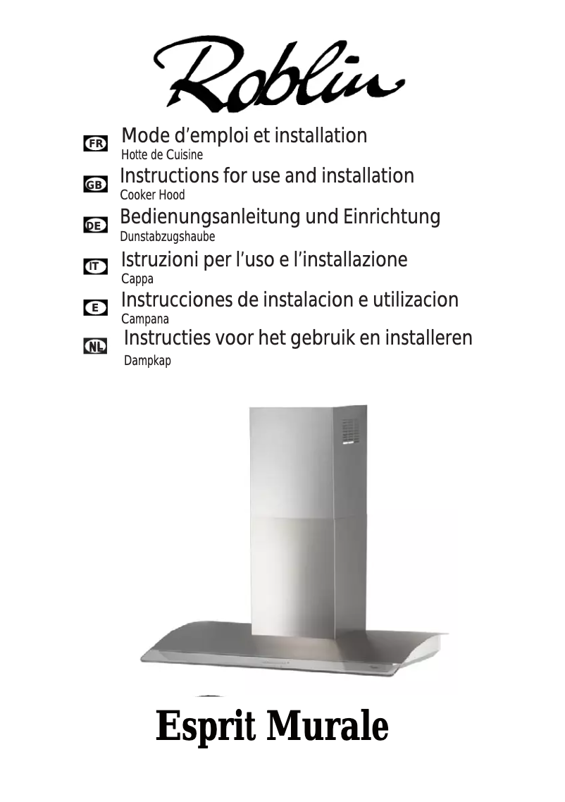 Page 1 of the manual User Manual Roblin Esprit
