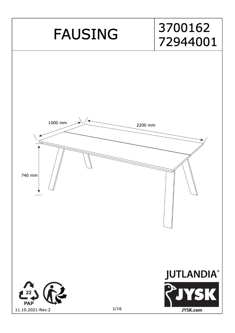 Page 1 of the manual User Manual JYSK 3700162