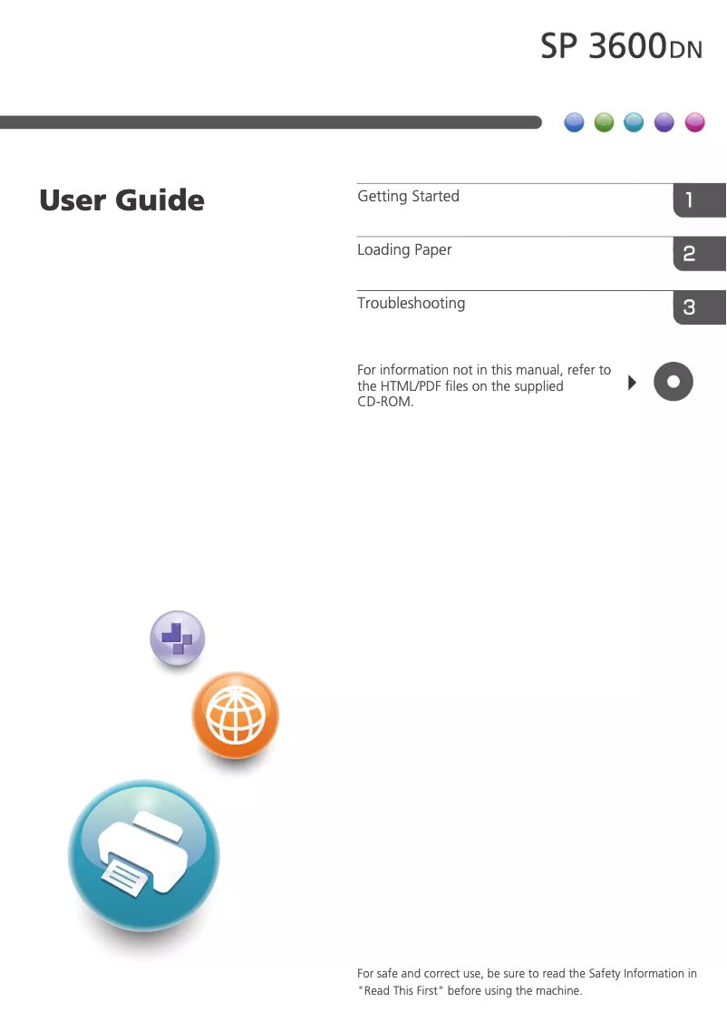 First page image of the manual for SP 3600DN