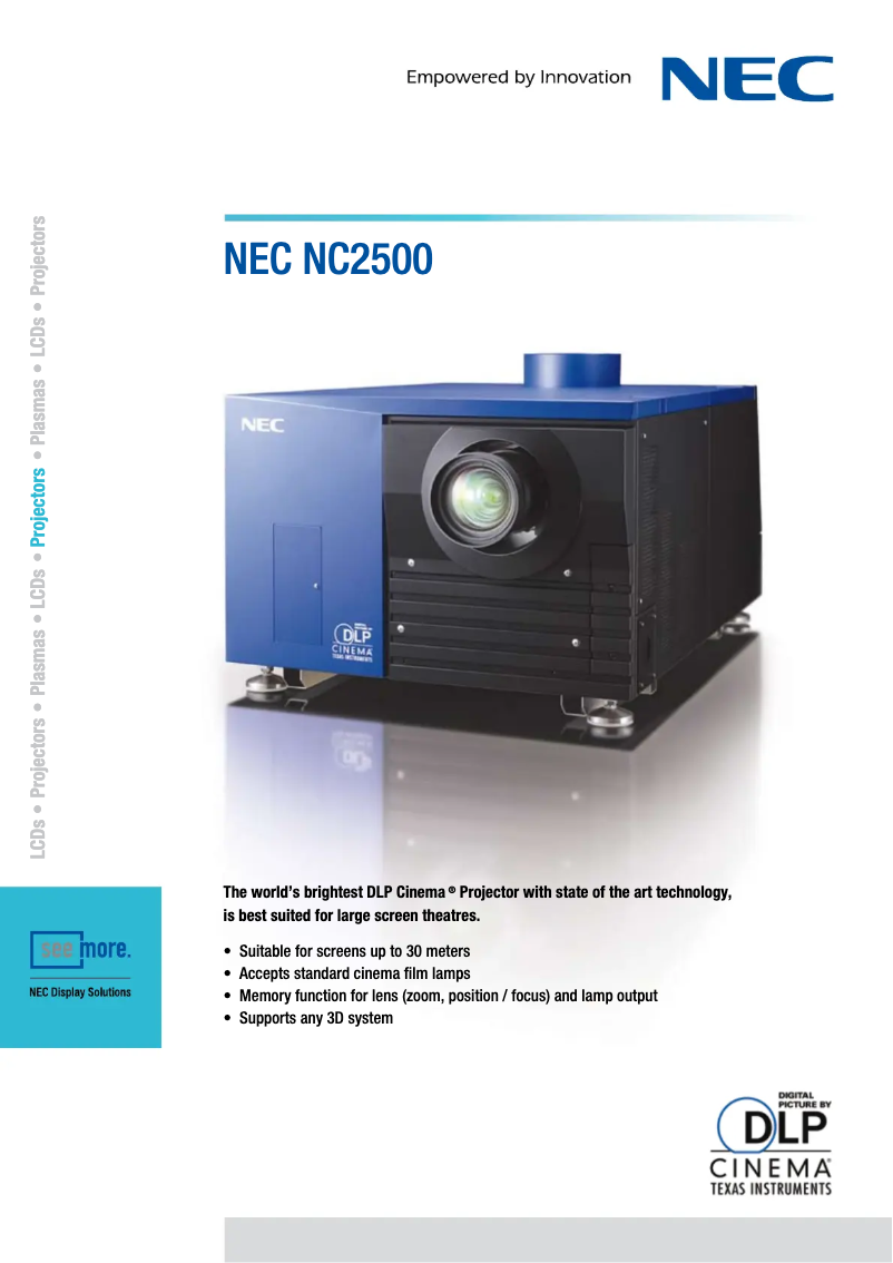 Page 1 of the manual Technical Sheet NEC NC2500S
