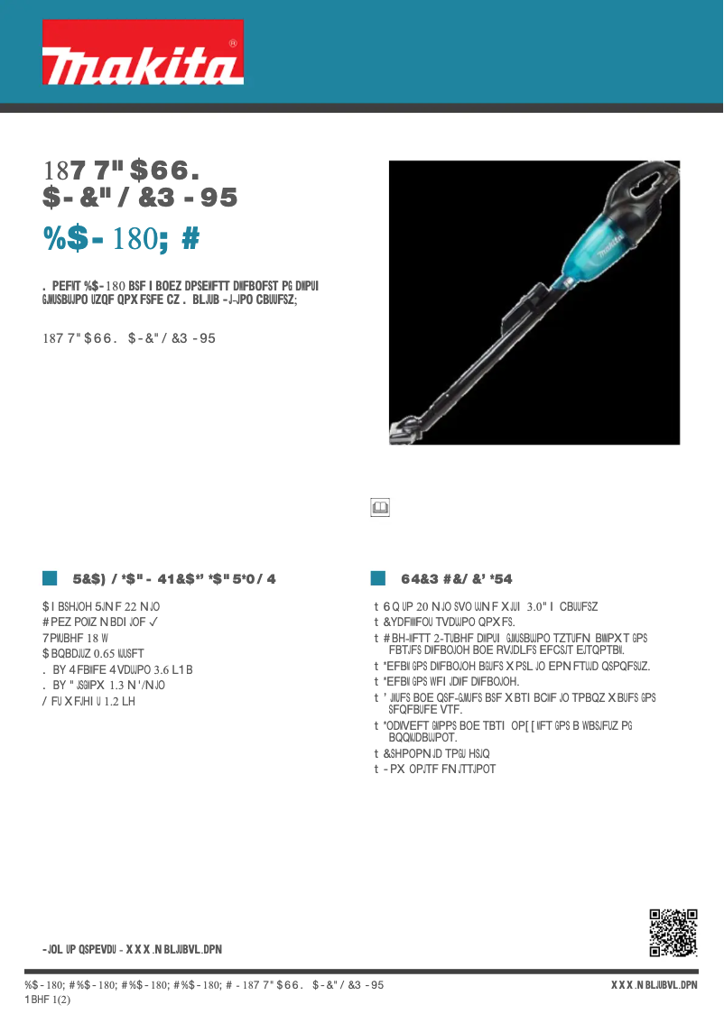 Page 1 of the manual Technical Sheet Makita DCL180ZB