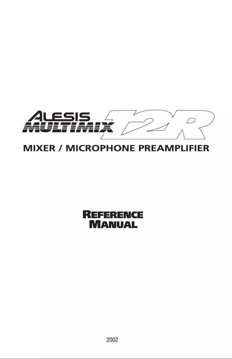 Page 1 of the manual User Manual Alesis MultiMix 12R