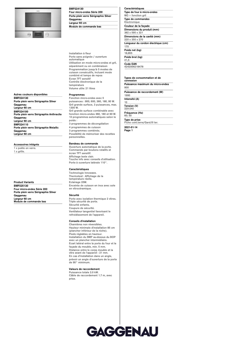 First page image of the manual for BMP224130