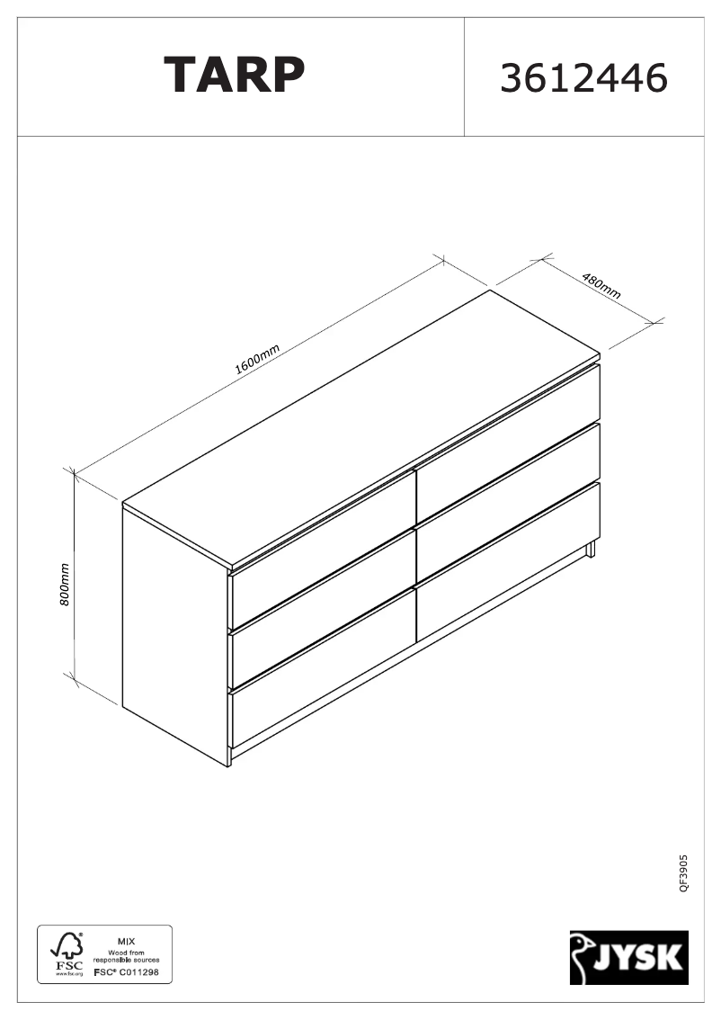 First page image of the manual for Tarp (160x78x48)