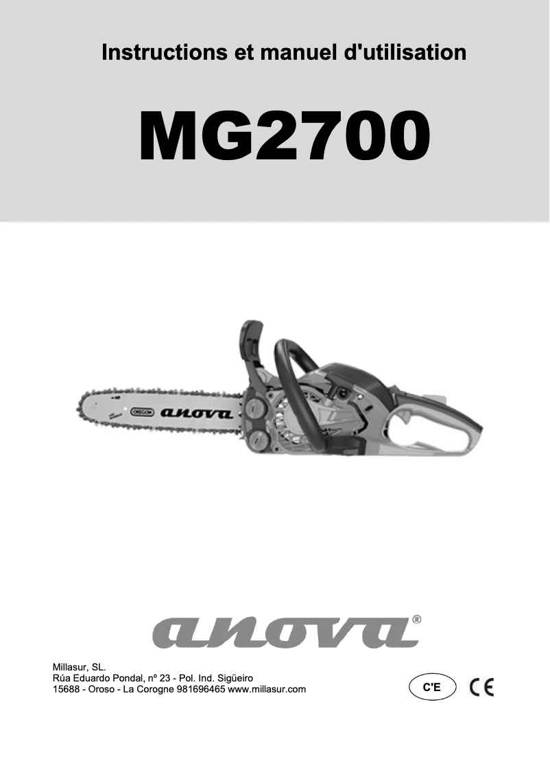 Page 1 of the manual User Manual Anova MG2700