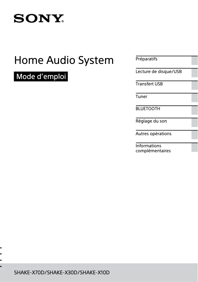 First page image of the manual for SHAKE-X10D