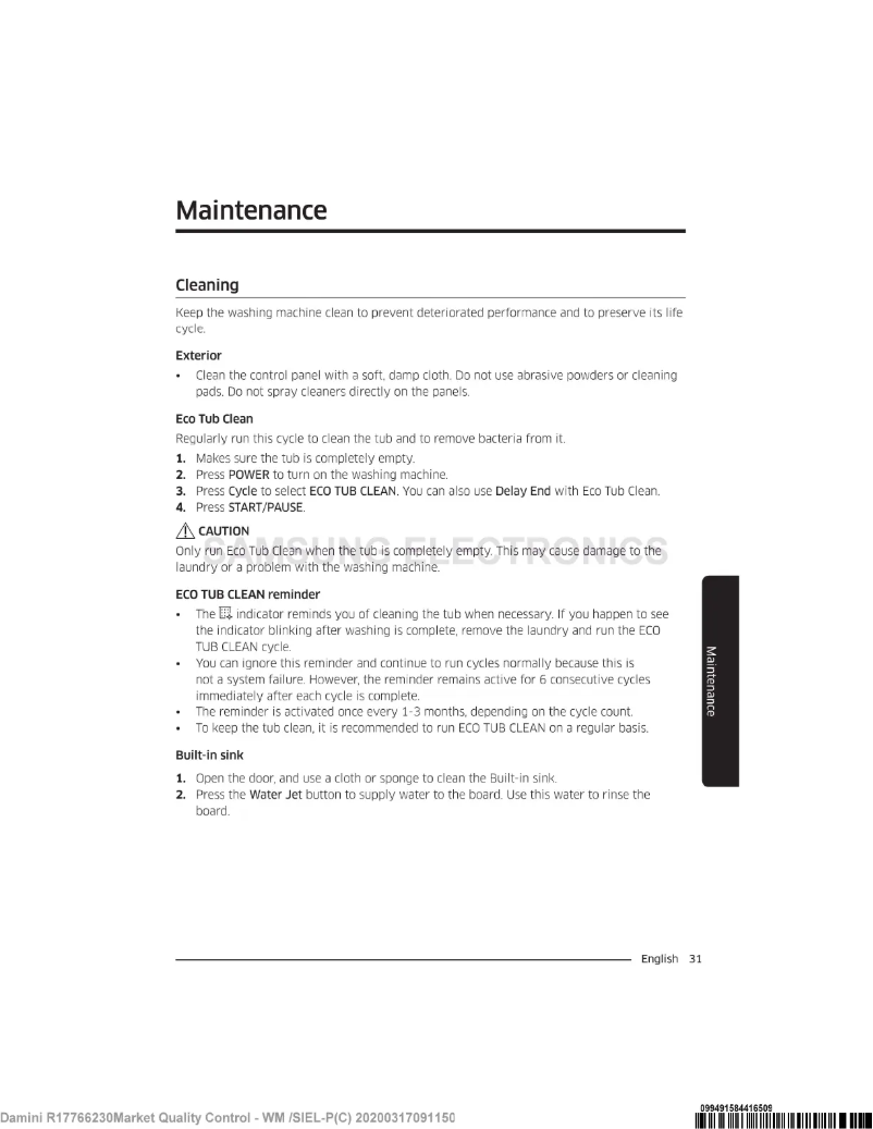 Page 1 of the manual User Manual Samsung WA65T4262BS