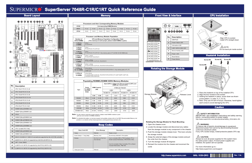 First page image of the manual for SuperServer 7048R-C1RT