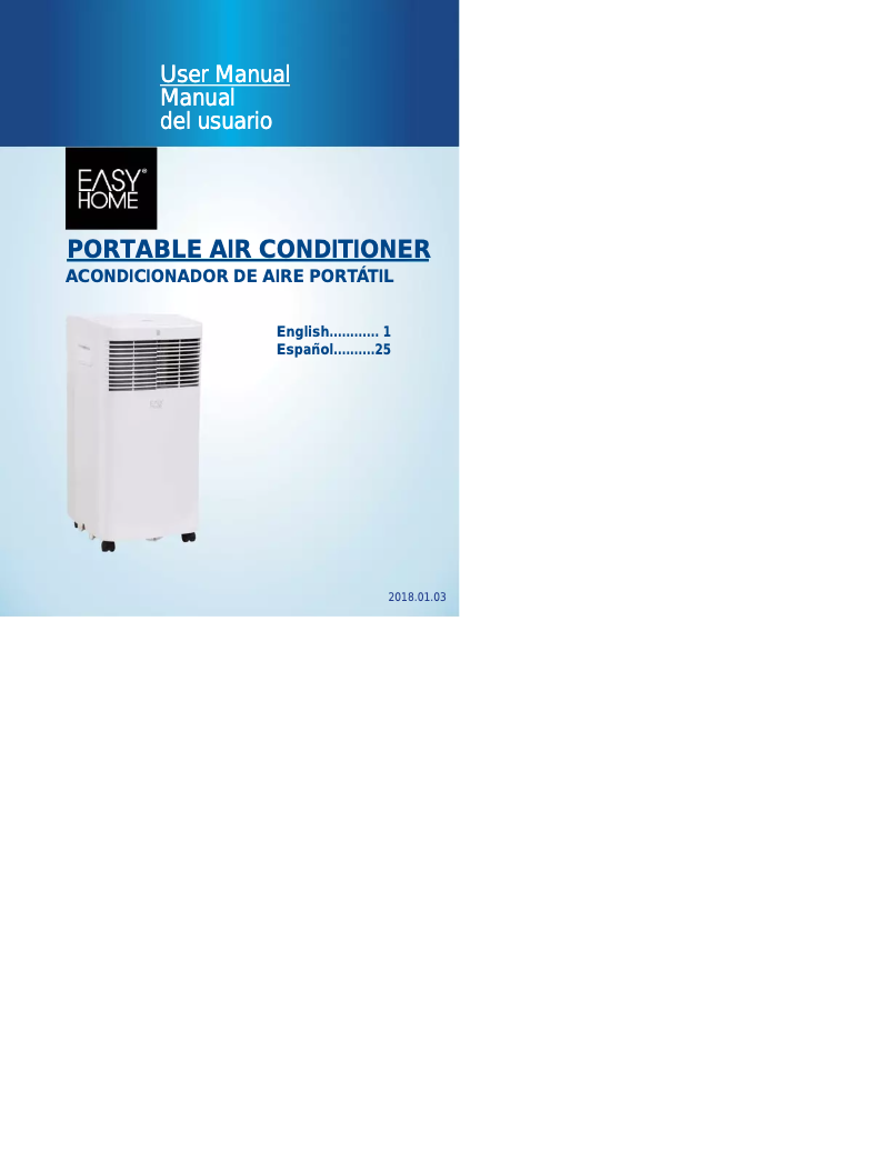 First page image of the manual for 8000 BTU EPA080BAUW