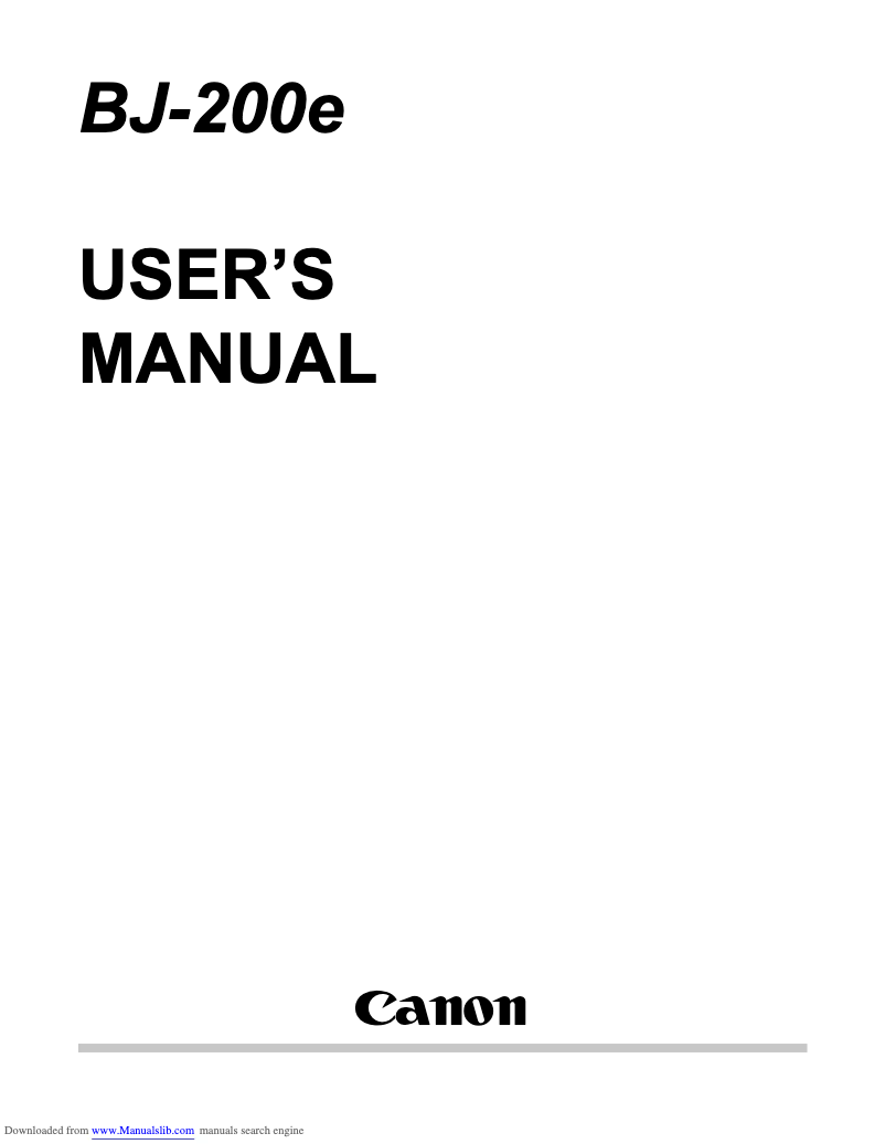 Page 1 of the manual User Manual Canon BJ-200e