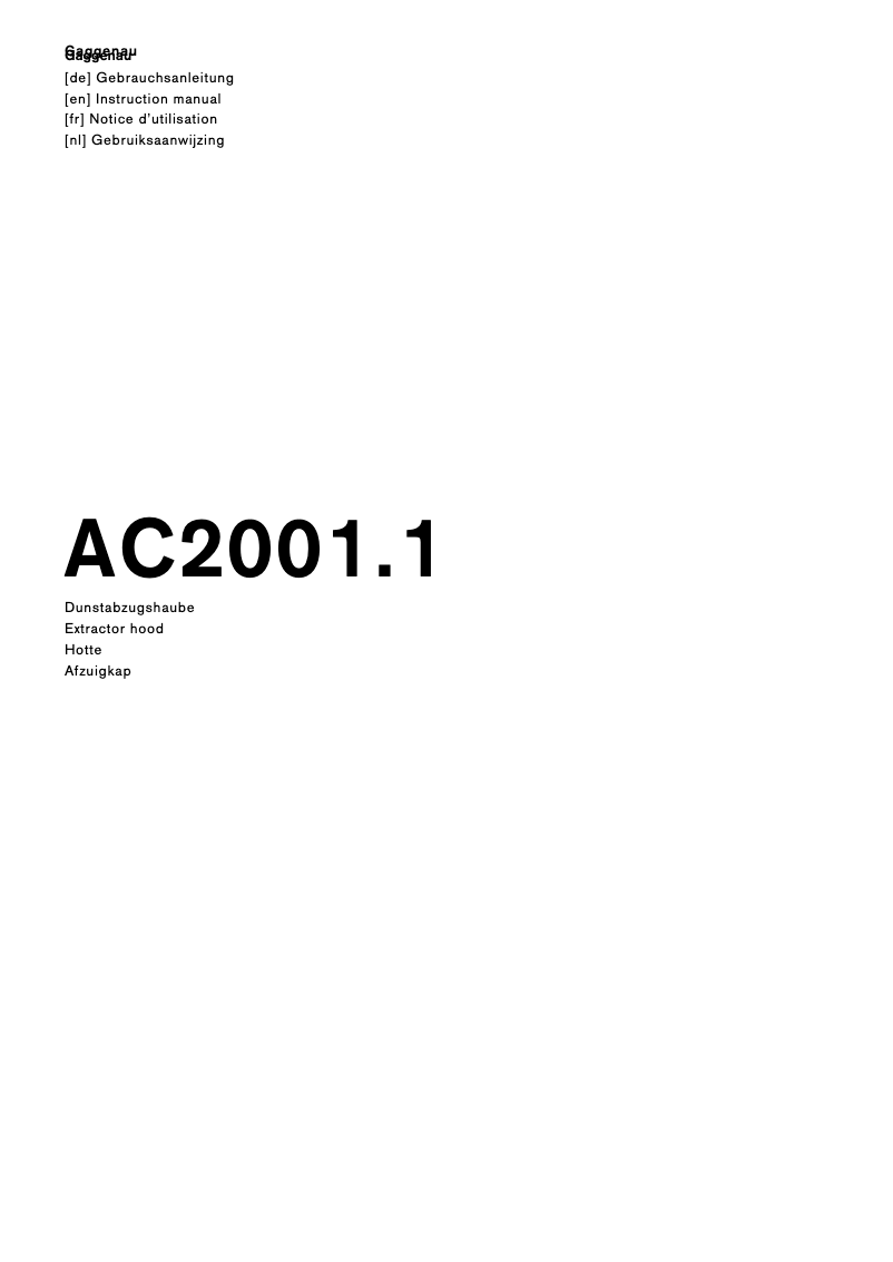 Image de la première page du manuel de l'appareil AC200161