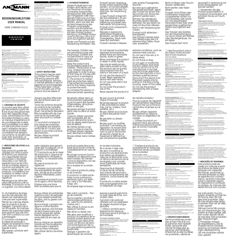 First page image of the manual for HC212