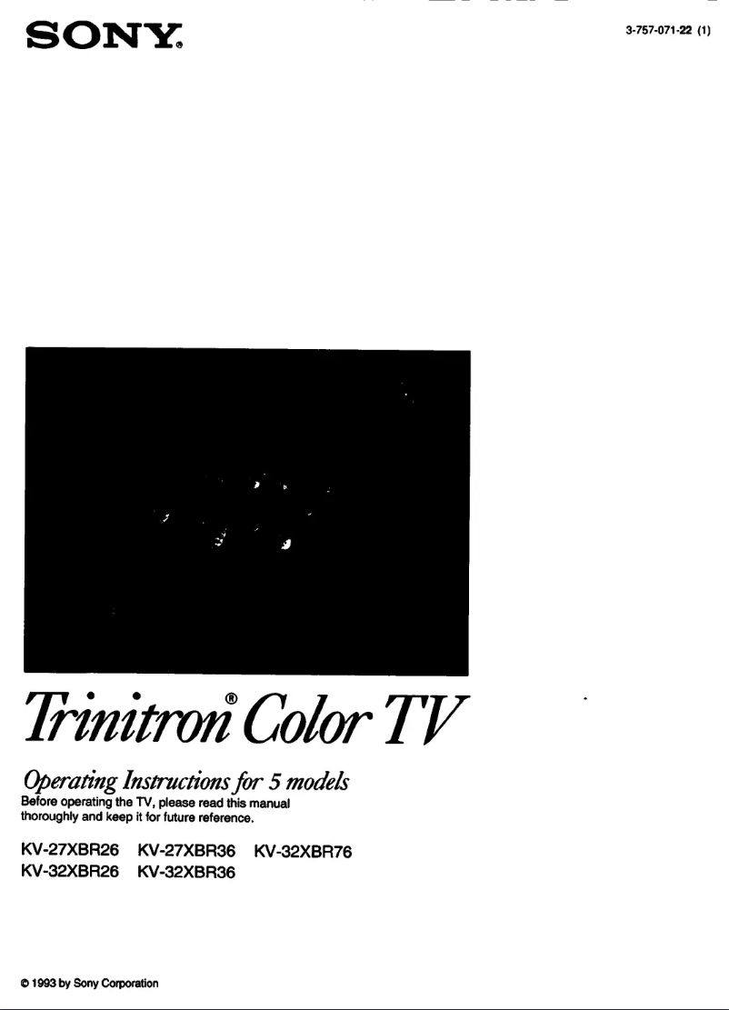 First page image of the manual for KV-32XBR26