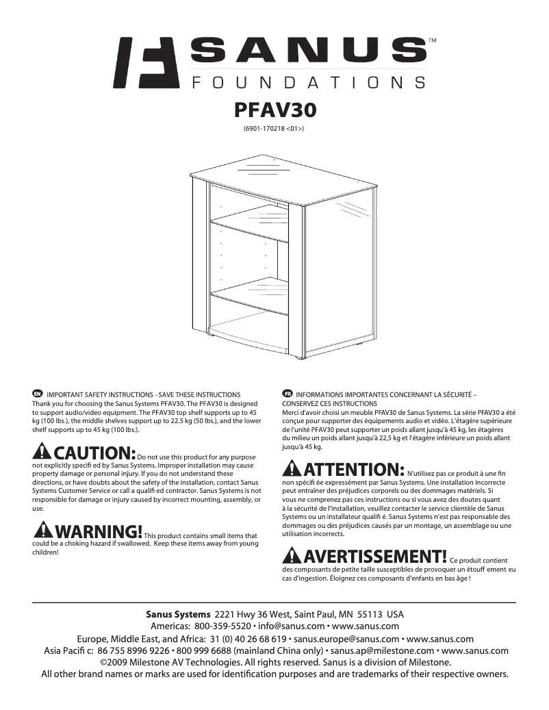 First page image of the manual for PFAV30