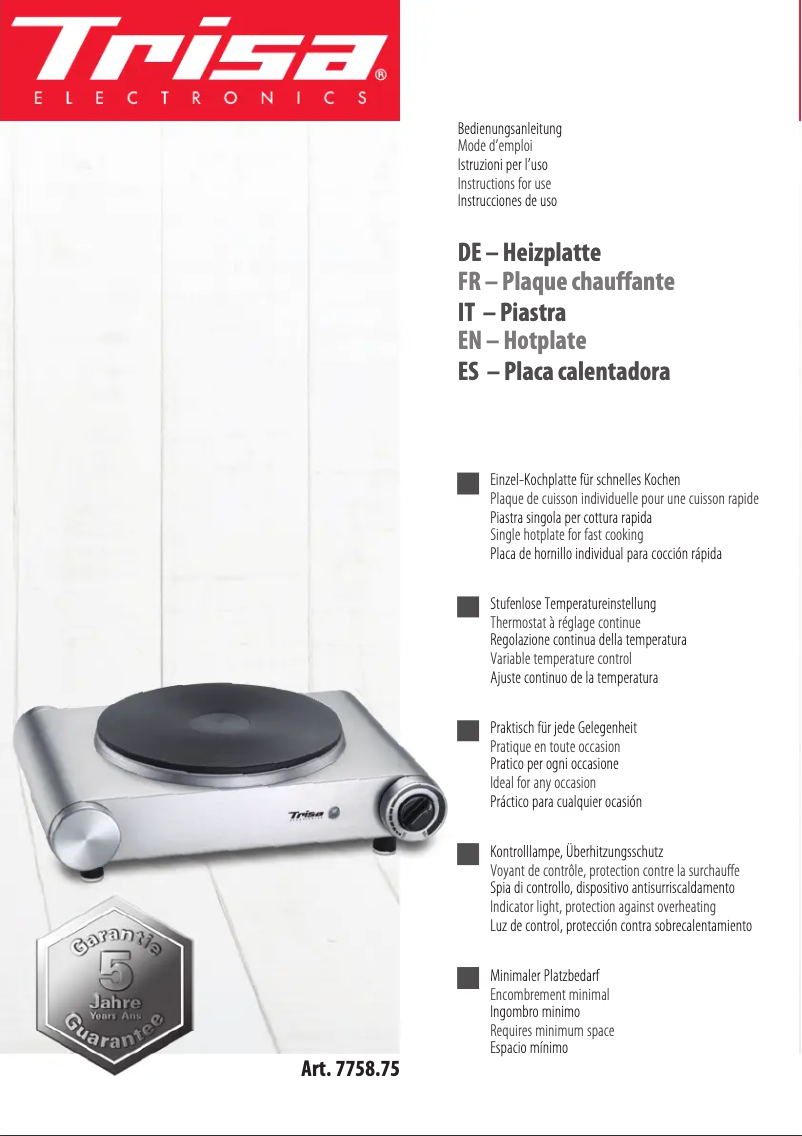 First page image of the manual for Just Cook 7758.75